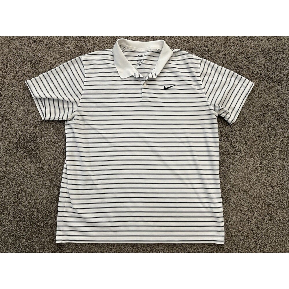 New Nike Mens Dri-Fit Victory Golf Black White Striped Size XL
